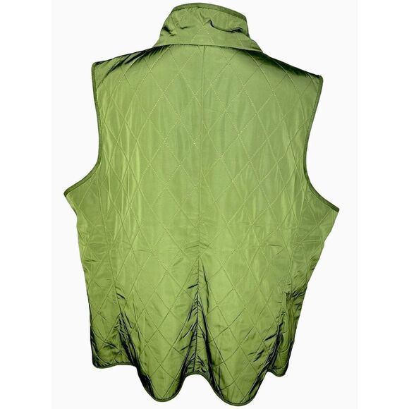 Talbots Women’s Moss Green Sleeveless Quilted Fleece Lining Button Up Vest 2XL - Picture 3 of 6